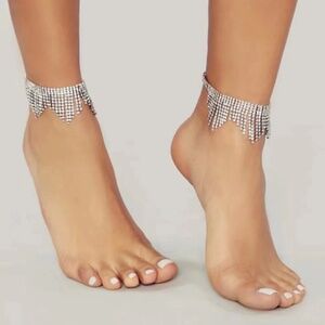 Dazzling Diamond Tassel Anklet, Gold or Silver Tassel Anklet